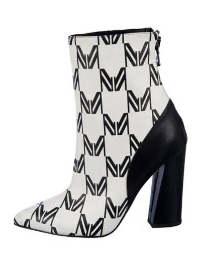 Pre-owned Marcell Von Berlin Leather Printed Sock Boots In White