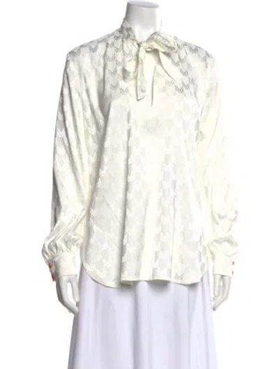 Pre-owned Marcell Von Berlin Long Sleeve Blouse In White