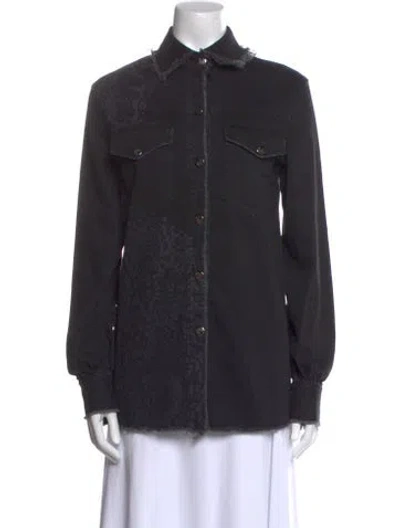 Pre-owned Marcell Von Berlin Long Sleeve Button-up Top In Gray