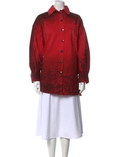 Pre-owned Marcell Von Berlin Long Sleeve Button-up Top W/ Tags In Red