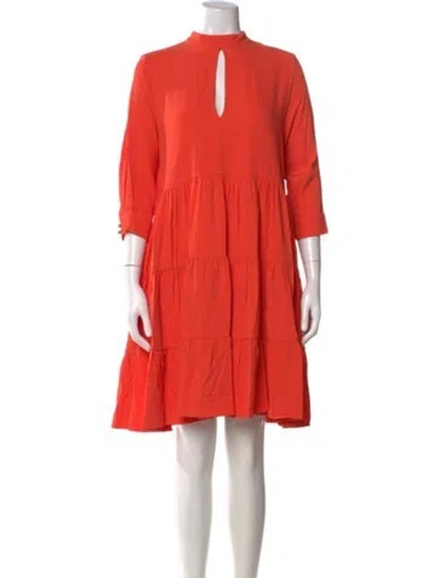 Pre-owned Marcell Von Berlin Mock Neck Knee-length Dress In Orange