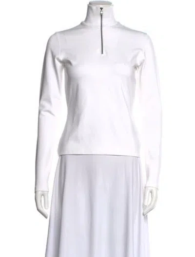 Pre-owned Marcell Von Berlin Mock Neck Long Sleeve Top In White