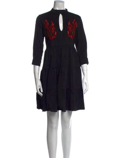 Pre-owned Marcell Von Berlin Mock Neck Mini Dress In Black