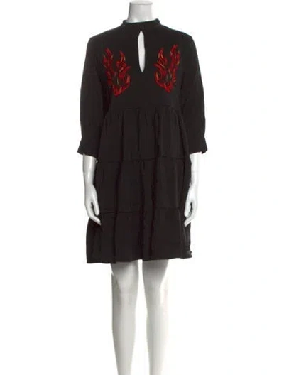 Pre-owned Marcell Von Berlin Mock Neck Mini Dress In Black