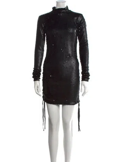 Pre-owned Marcell Von Berlin Mock Neck Mini Dress In Black