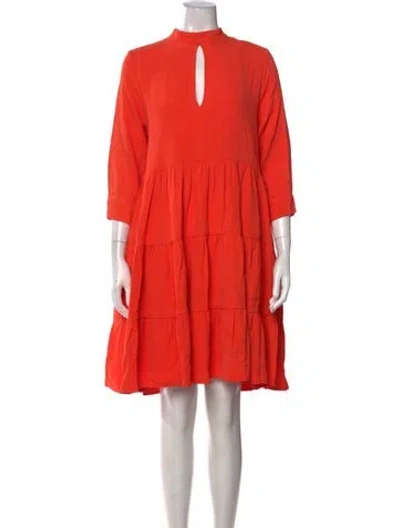 Pre-owned Marcell Von Berlin Mock Neck Mini Dress In Orange