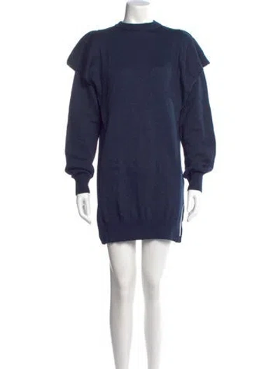 Pre-owned Marcell Von Berlin Mock Neck Mini Dress W/ Tags In Blue