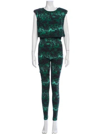Pre-owned Marcell Von Berlin Nylon Animal Print Jumpsuit In Green