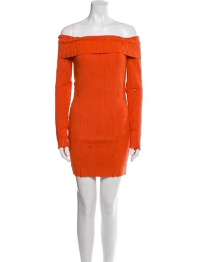 Pre-owned Marcell Von Berlin Off-the-shoulder Mini Dress In Orange