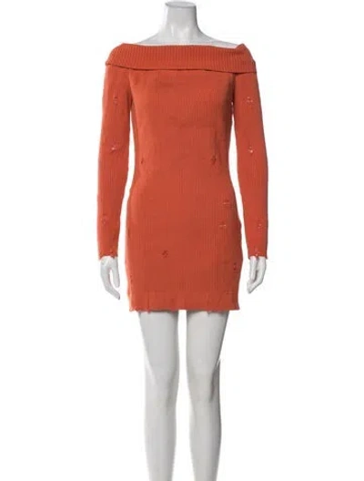 Pre-owned Marcell Von Berlin Off-the-shoulder Mini Dress In Orange