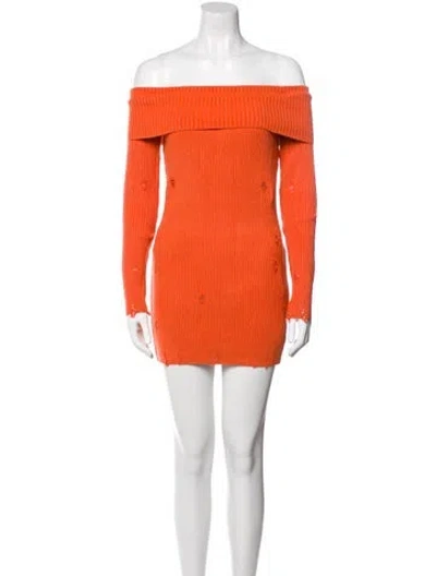 Pre-owned Marcell Von Berlin Off-the-shoulder Mini Dress W/ Tags In Orange