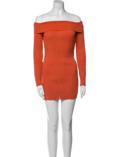 Pre-owned Marcell Von Berlin Off-the-shoulder Mini Dress W/ Tags In Orange