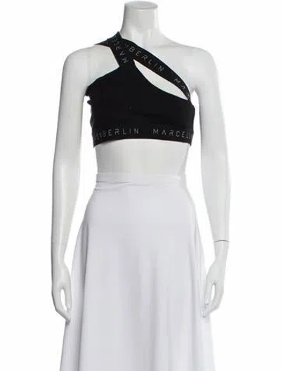 Pre-owned Marcell Von Berlin One-shoulder Sleeveless Crop Top W/ Tags In Black