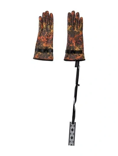 Pre-owned Marcell Von Berlin Orange And Red Patterned Gloves W/tags In Multi