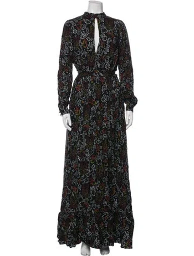 Pre-owned Marcell Von Berlin Paisley Print Long Dress In Black