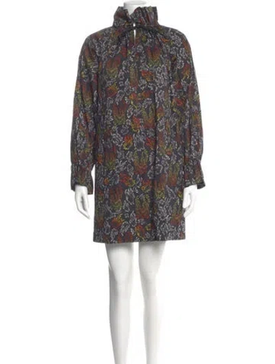 Pre-owned Marcell Von Berlin Paisley Print Mini Dress W/ Tags In Gray