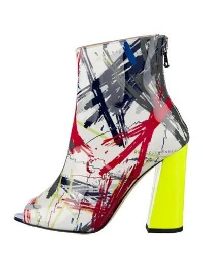 Pre-owned Marcell Von Berlin Patent Leather Colorblock Pattern Boots In Red