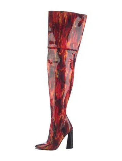 Pre-owned Marcell Von Berlin Patent Leather Printed Boots In Red