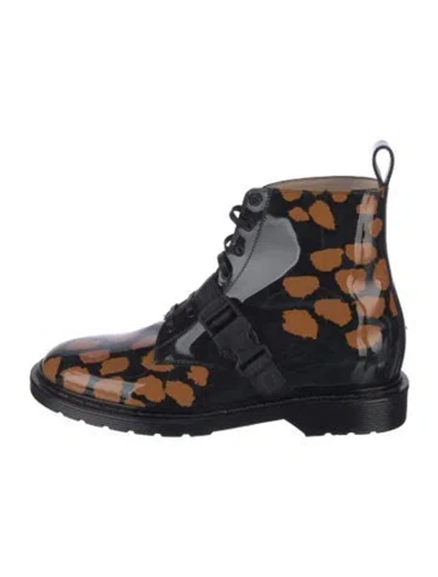 Pre-owned Marcell Von Berlin Patent Leather Printed Combat Boots In Black