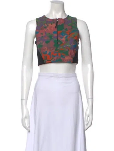 Pre-owned Marcell Von Berlin Patterned Crew Neck Crop Top W/ Tags In Multi
