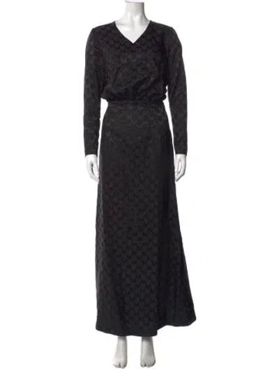 Pre-owned Marcell Von Berlin Patterned Long Dress In Black