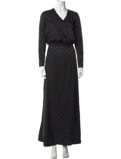 Pre-owned Marcell Von Berlin Patterned Long Dress In Black
