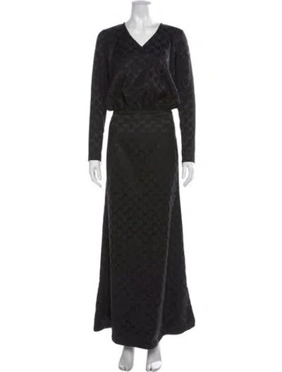 Pre-owned Marcell Von Berlin Patterned Long Dress In Black