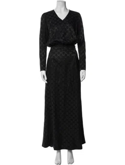 Pre-owned Marcell Von Berlin Patterned Long Dress In Black