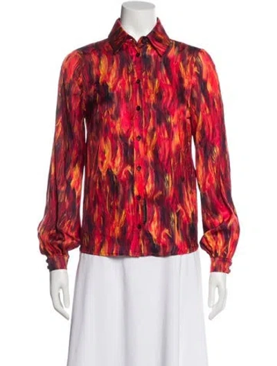 Pre-owned Marcell Von Berlin Patterned Long Sleeve Blouse In Pink