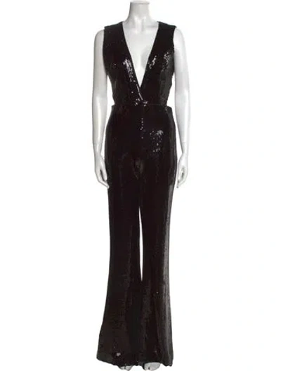 Pre-owned Marcell Von Berlin Plunge Neckline Jumpsuit In Black