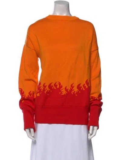 Pre-owned Marcell Von Berlin Printed Bateau Neckline Sweater In Orange