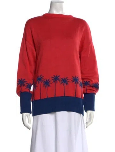 Pre-owned Marcell Von Berlin Printed Bateau Neckline Sweater In Pink