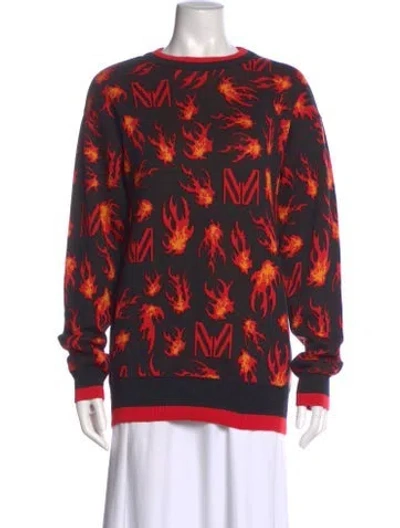 Pre-owned Marcell Von Berlin Printed Bateau Neckline Sweater In Red