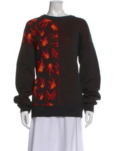 Pre-owned Marcell Von Berlin Printed Bateau Neckline Sweater W/ Tags In Black