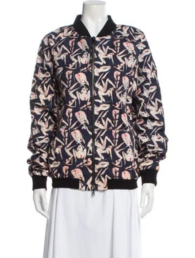 Pre-owned Marcell Von Berlin Printed Bomber Jacket W/ Tags In Blue