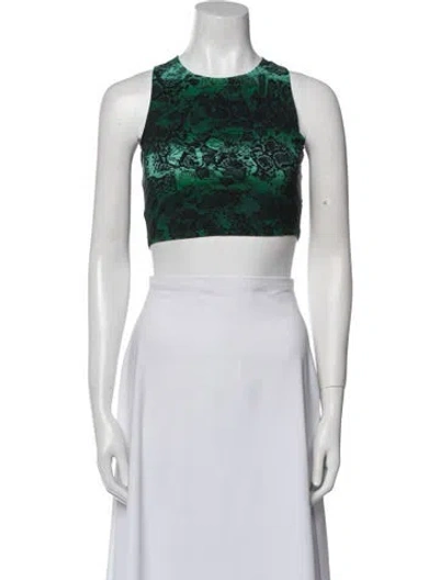 Pre-owned Marcell Von Berlin Printed Crew Neck Crop Top W/ Tags In Green