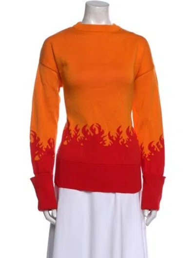 Pre-owned Marcell Von Berlin Printed Crew Neck Sweater W/ Tags In Orange