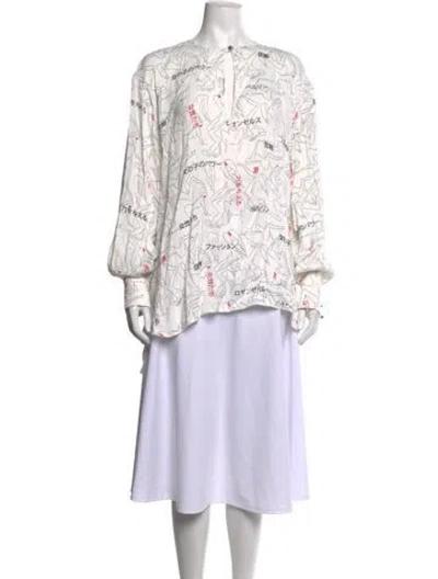 Pre-owned Marcell Von Berlin Printed Crew Neck Top W/ Tags In White