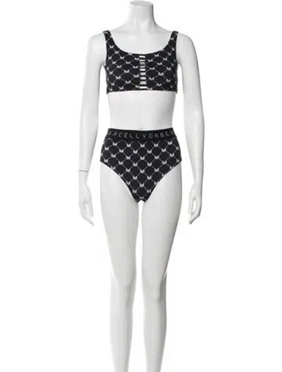 Pre-owned Marcell Von Berlin Printed Cutout Accent Bikini W/ Tags In Multi