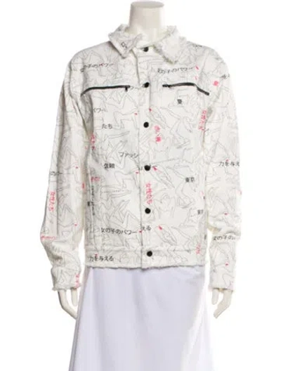 Pre-owned Marcell Von Berlin Printed Denim Jacket W/ Tags In White