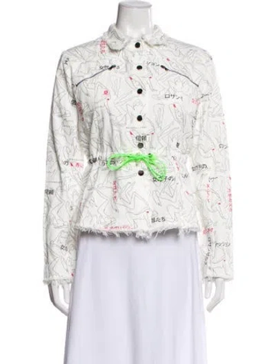 Pre-owned Marcell Von Berlin Printed Denim Jacket In White