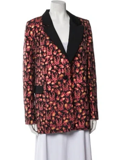 Pre-owned Marcell Von Berlin Printed Embroidered Accent Blazer W/ Tags In Multi