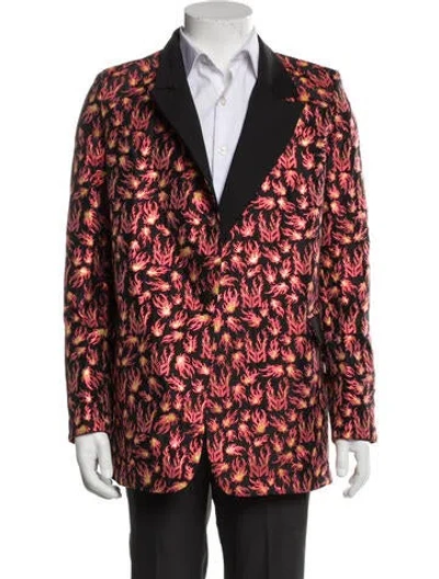 Pre-owned Marcell Von Berlin Printed Glitter Accents Blazer W/ Tags In Red
