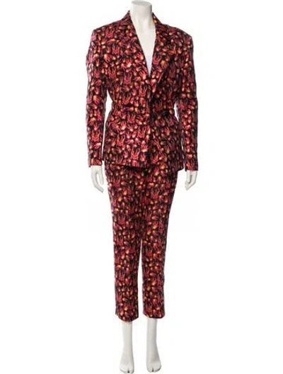 Pre-owned Marcell Von Berlin Printed Glitter Accents Pantsuit In Red