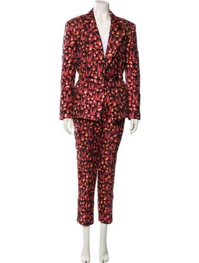Pre-owned Marcell Von Berlin Printed Glitter Accents Pantsuit In Red