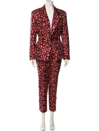 Pre-owned Marcell Von Berlin Printed Glitter Accents Pantsuit In Red