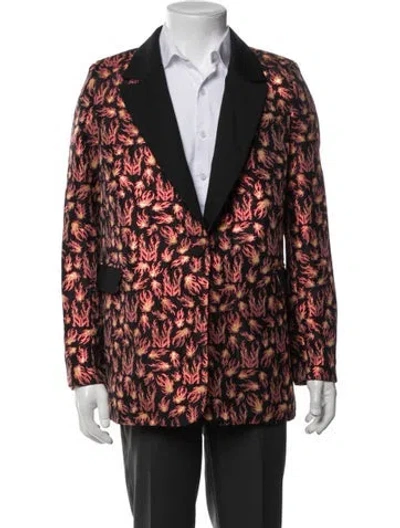 Pre-owned Marcell Von Berlin Printed Glitter Accents Sport Coat W/ Tags In Red