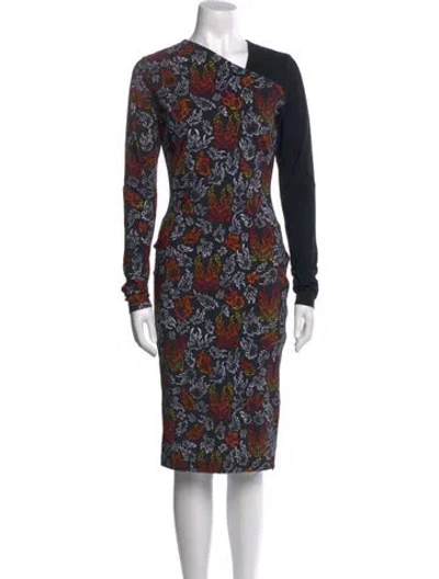 Pre-owned Marcell Von Berlin Printed Knee-length Dress W/ Tags In Black