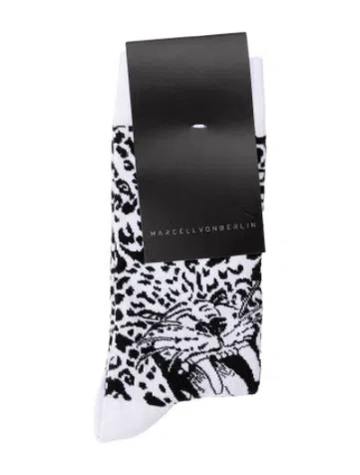Pre-owned Marcell Von Berlin Printed Knit Socks In White