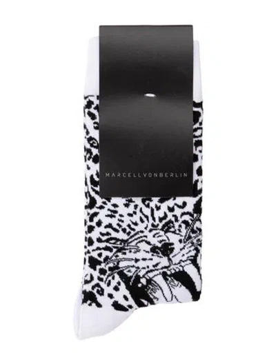 Pre-owned Marcell Von Berlin Printed Knit Socks In White
